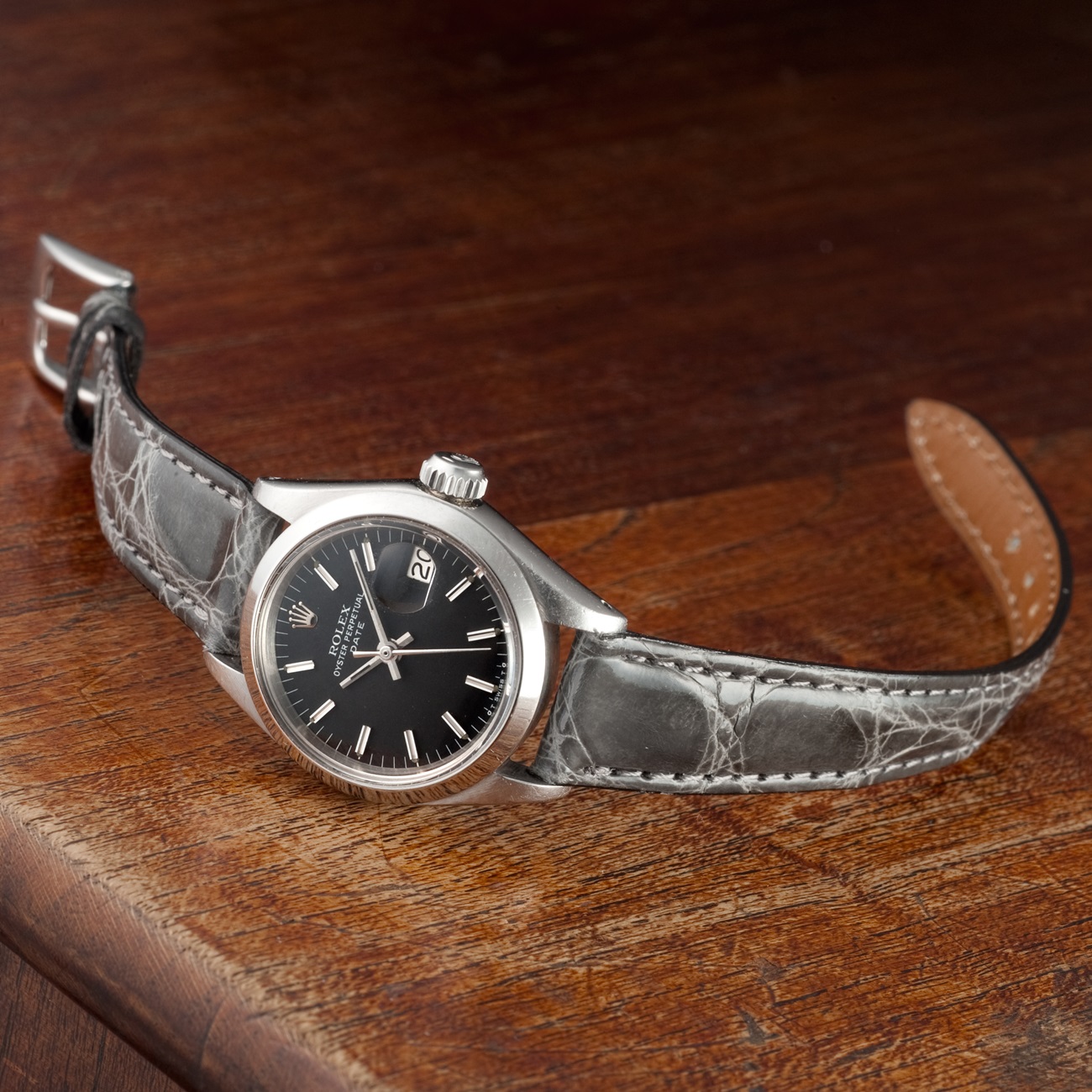 CARESE ORIGINAL LEATHER BELT CROCODILE-GRAY