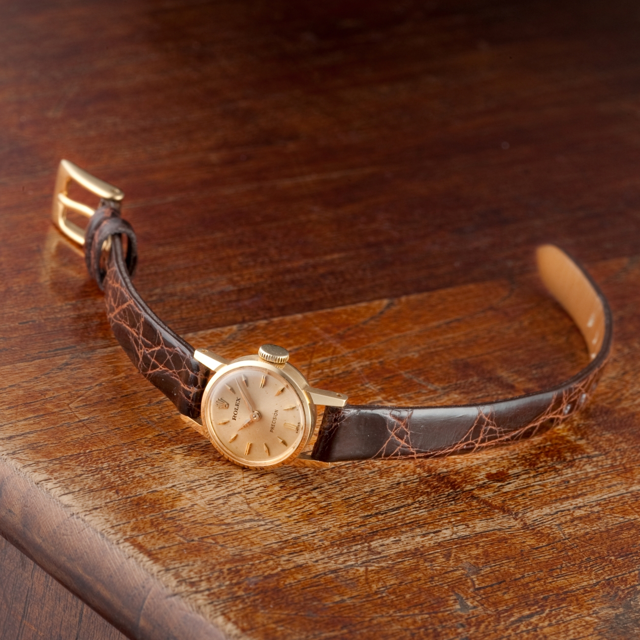 CARESE ORIGINAL LEATHER BELT CROCODILE DARK BROWN