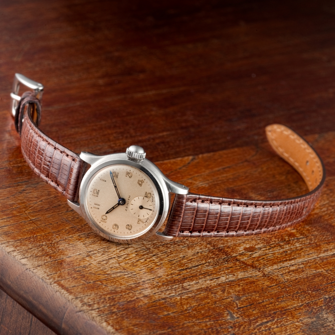 CARESE ORIGINAL LEATHER BELT LIZARD DARK BROWN