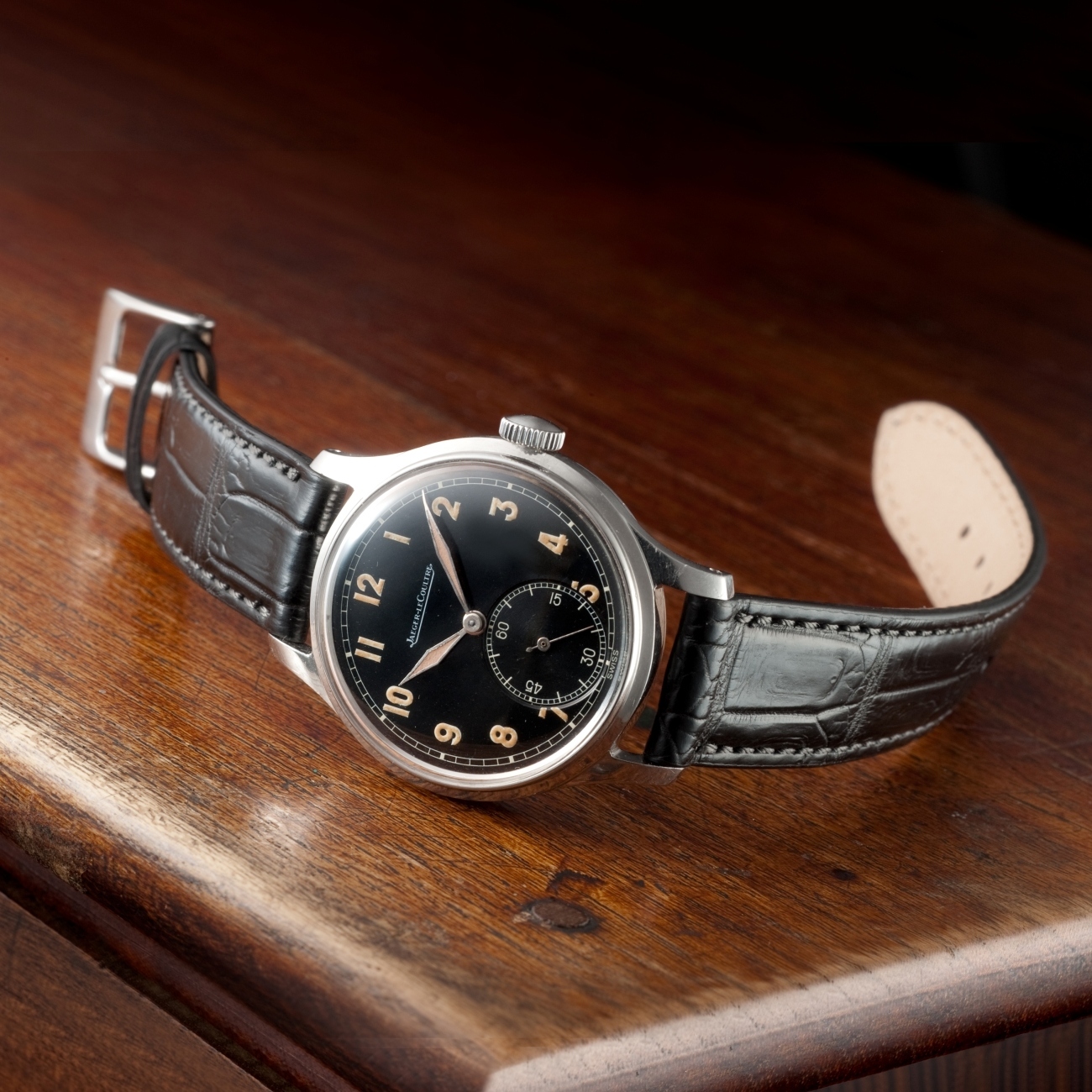 CARESE ORIGINAL LEATHER BELT CROCODILE BLACK