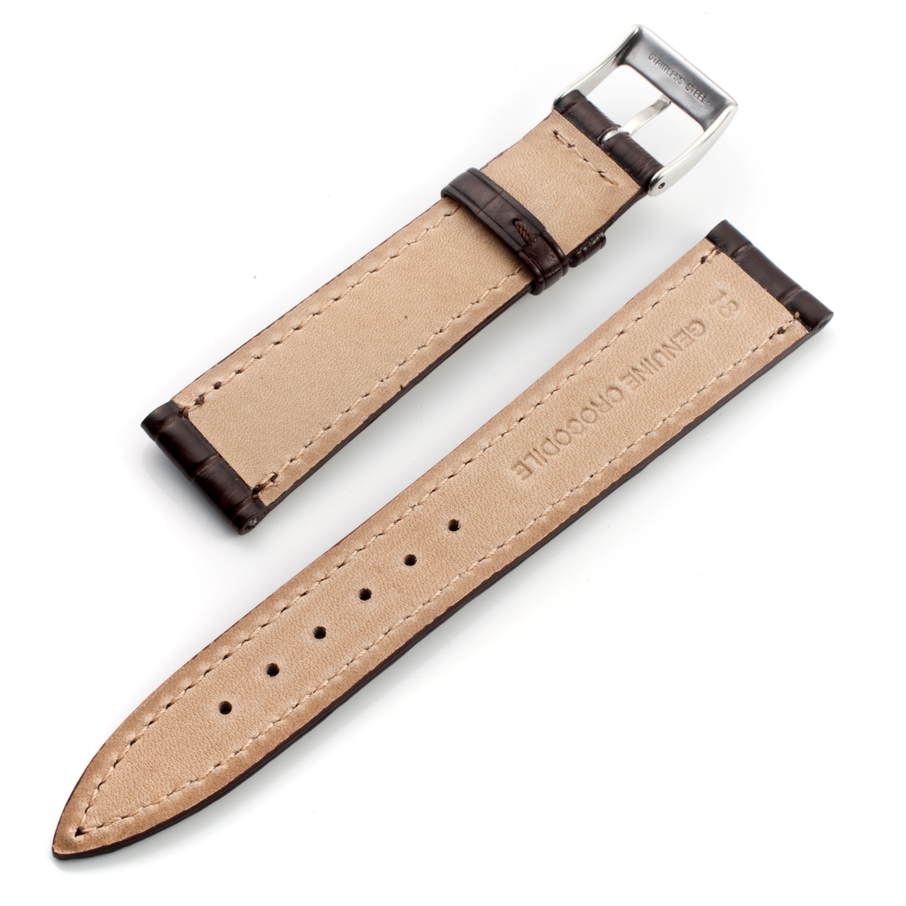 CARESE ORIGINAL LEATHER BELT CROCODILE DARK BROWN