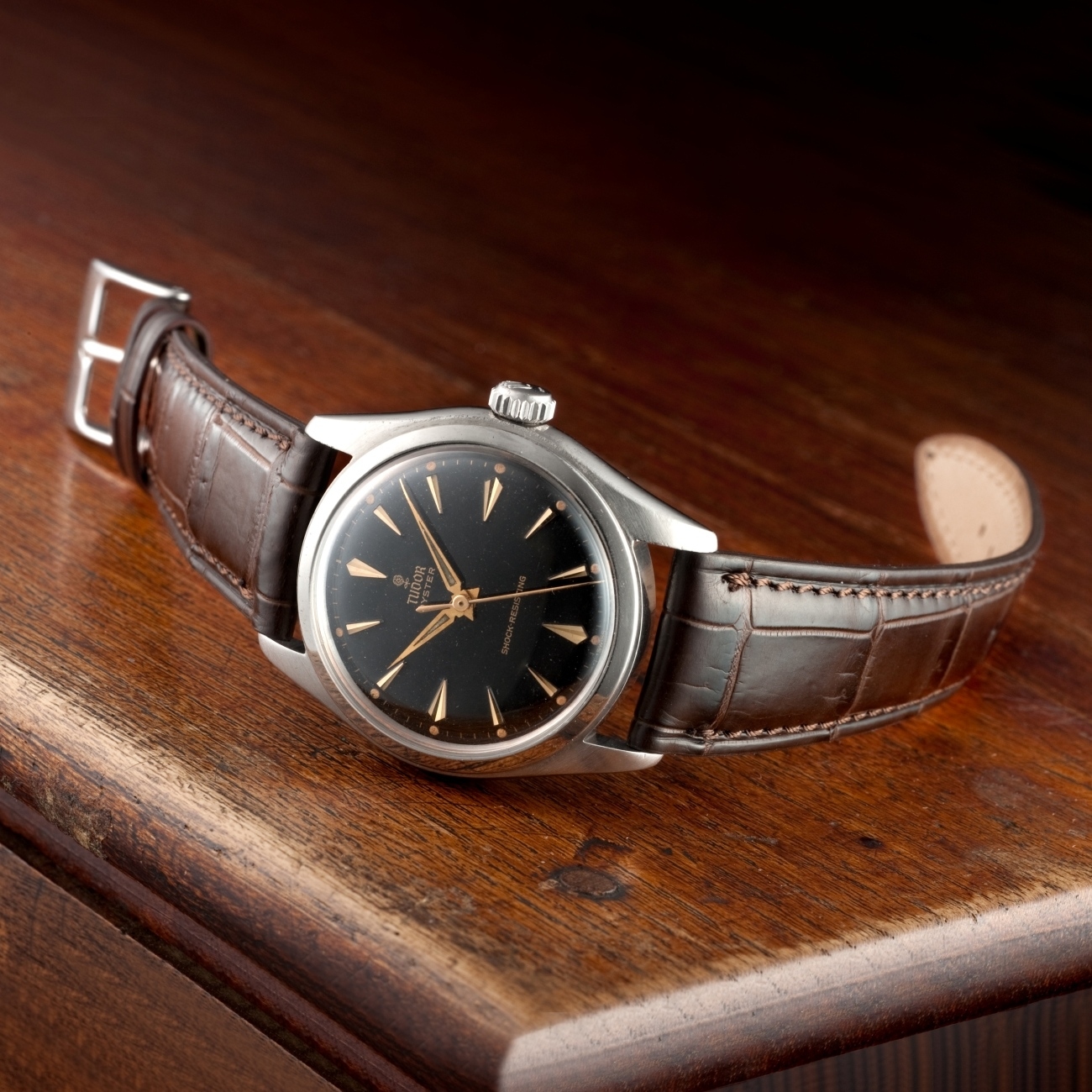 CARESE ORIGINAL LEATHER BELT CROCODILE DARK BROWN