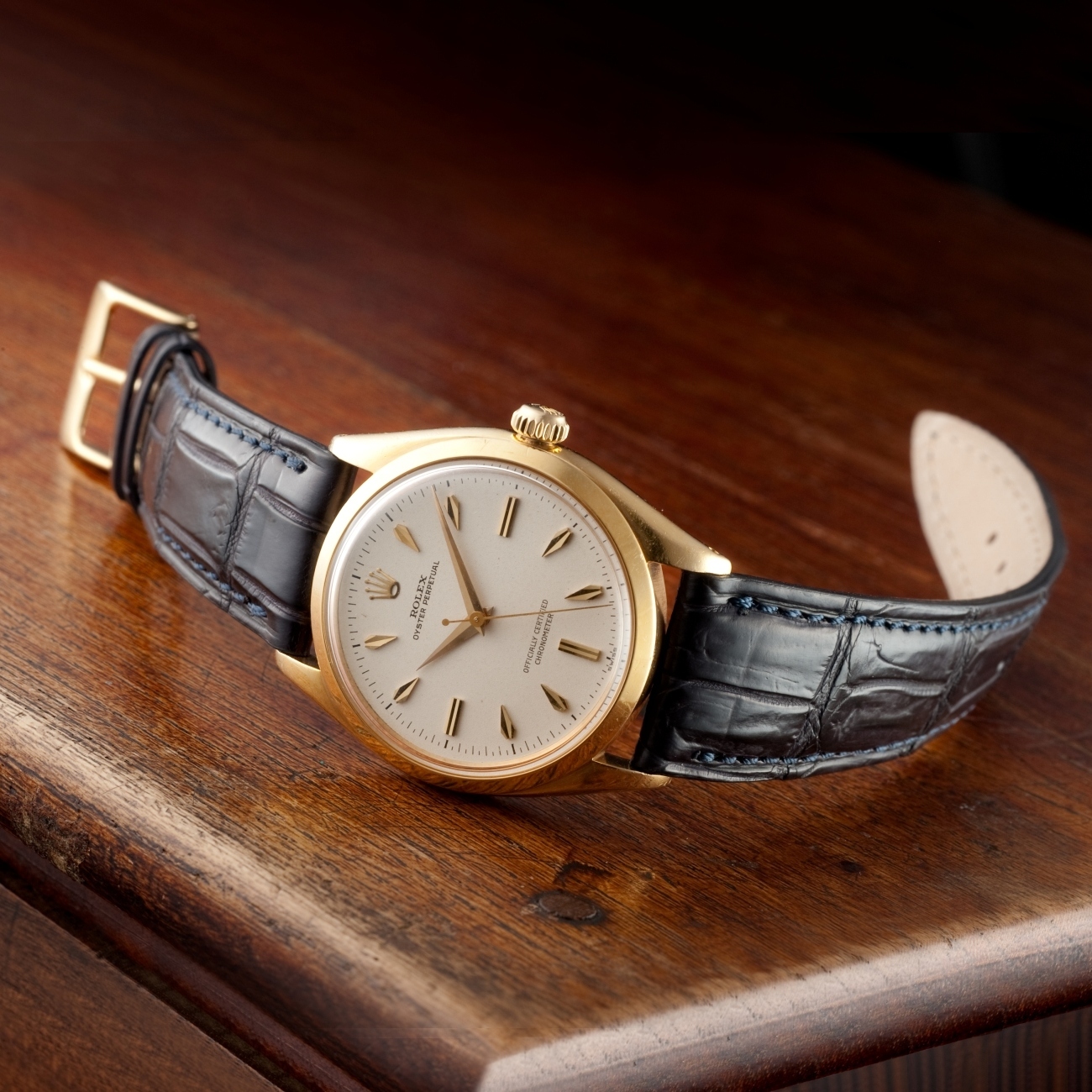 CARESE ORIGINAL LEATHER BELT CROCODILE NAVY